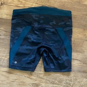 lululemon athletica Teal & Black Camo Bike Shorts